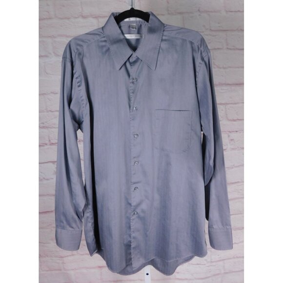 Geoffrey Beene Large Gray Button-Down Wrinkle Free Cotton Blend Shirt - Picture 1 of 9